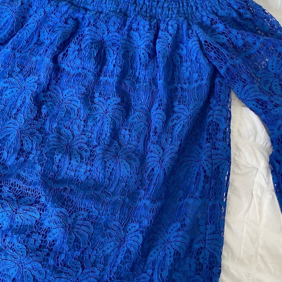 Lilly Pulitzer Blue Palm Lace Off-Shoulder Blouse - Picture 4 of 8